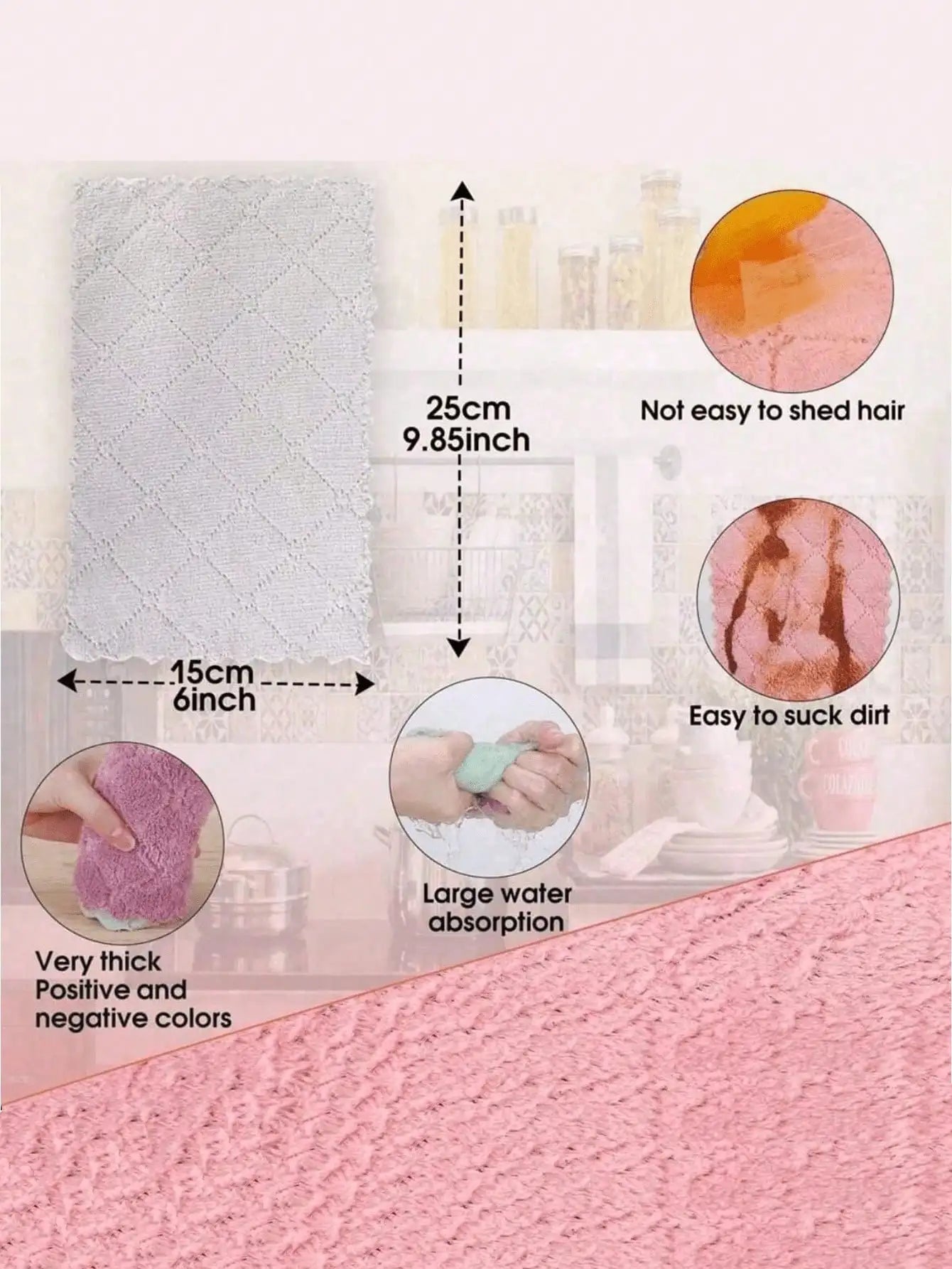 10-Piece Microfiber Kitchen Dish Towels - Super Absorbent Coral Velvet Non-Stick Oil Cleaning Cloths
