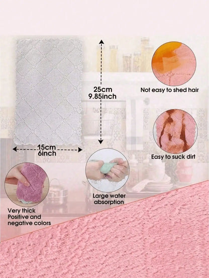 10-Piece Microfiber Kitchen Dish Towels - Super Absorbent Coral Velvet Non-Stick Oil Cleaning Cloths