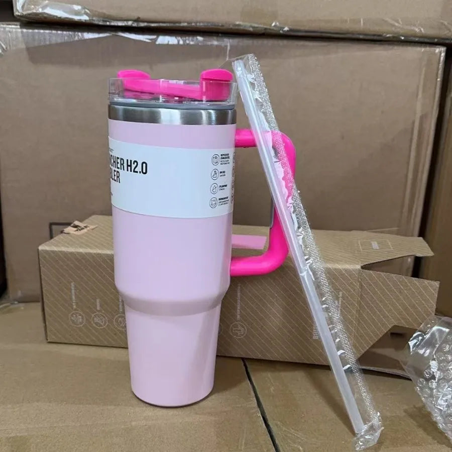 40oz Stainless Steel Insulated Travel Mug with Handle & Straw Lid