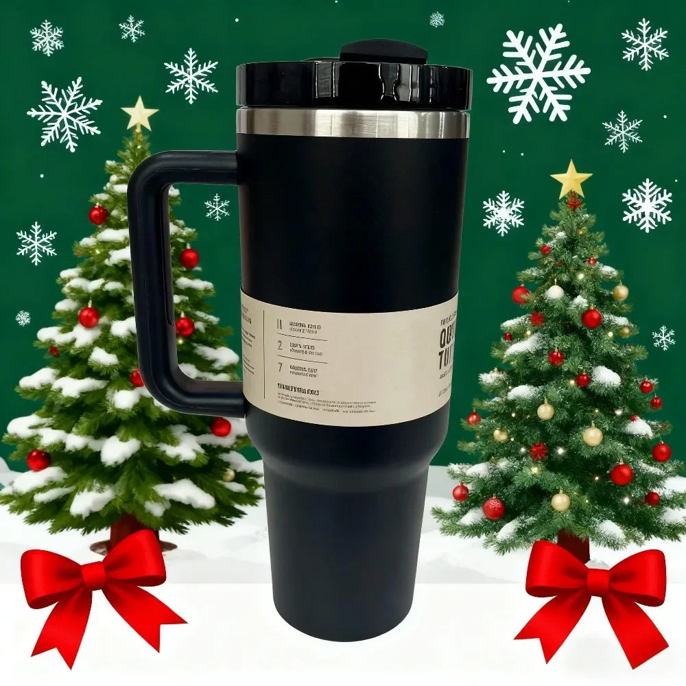 40oz Stainless Steel Insulated Travel Mug with Handle & Straw Lid