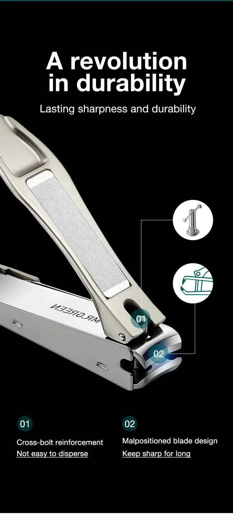 MR.GREEN Nail Clipper - Precision Stainless Steel Anti-Splash Fingernail Trimmer for Effortless Grooming - Flexivo
