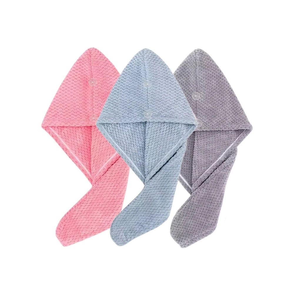 Textured Hair Towel Wrap with Button Fastening