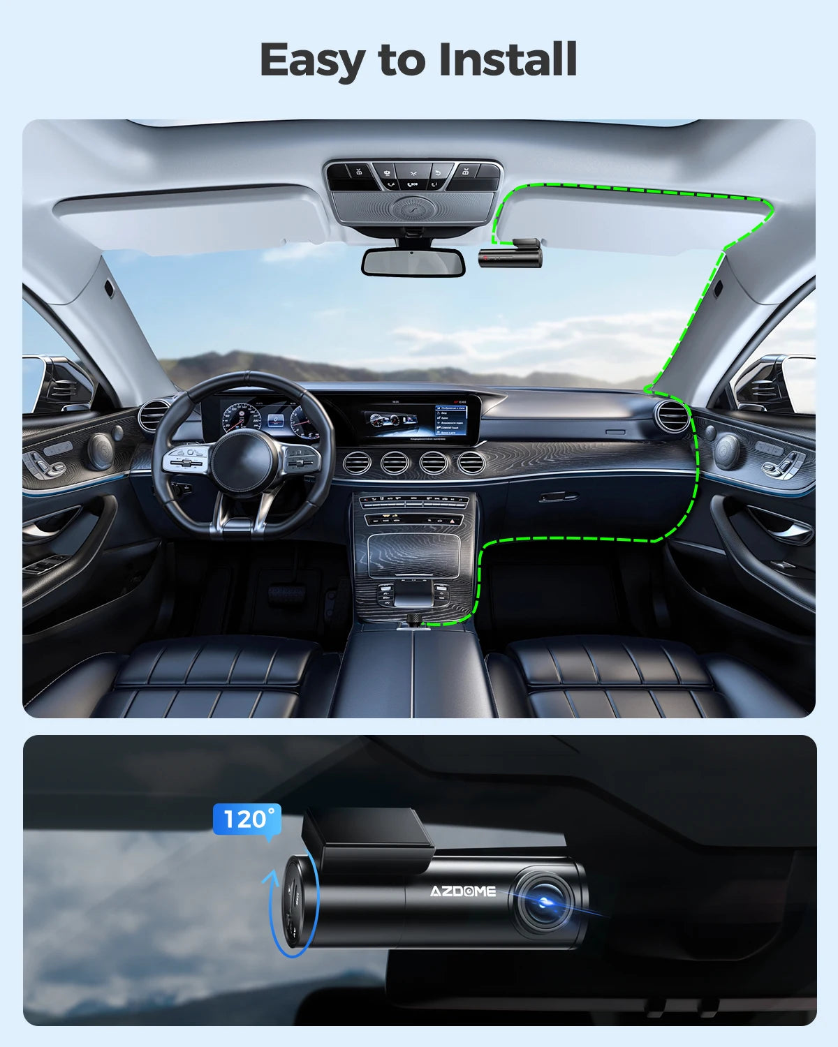AZDOME M300 Dash Cam 1296P WiFi with Night Vision & Parking Monitor