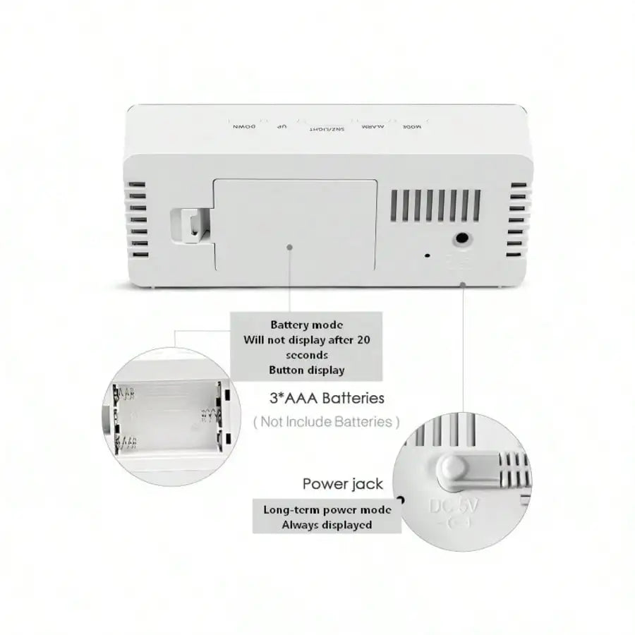 Digital Alarm Clock with Adjustable Brightness, Date & Temperature
