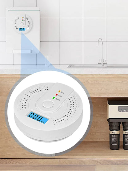 Digital Carbon Monoxide Detector with LED Display & Sound Alarm - Battery Powered CO Monitor