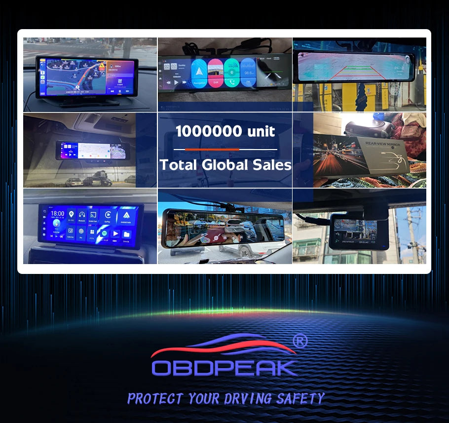 4K WiFi 3-Channel Dash Cam - 11.26" Rearview Mirror with Front, Rear & Interior Cameras