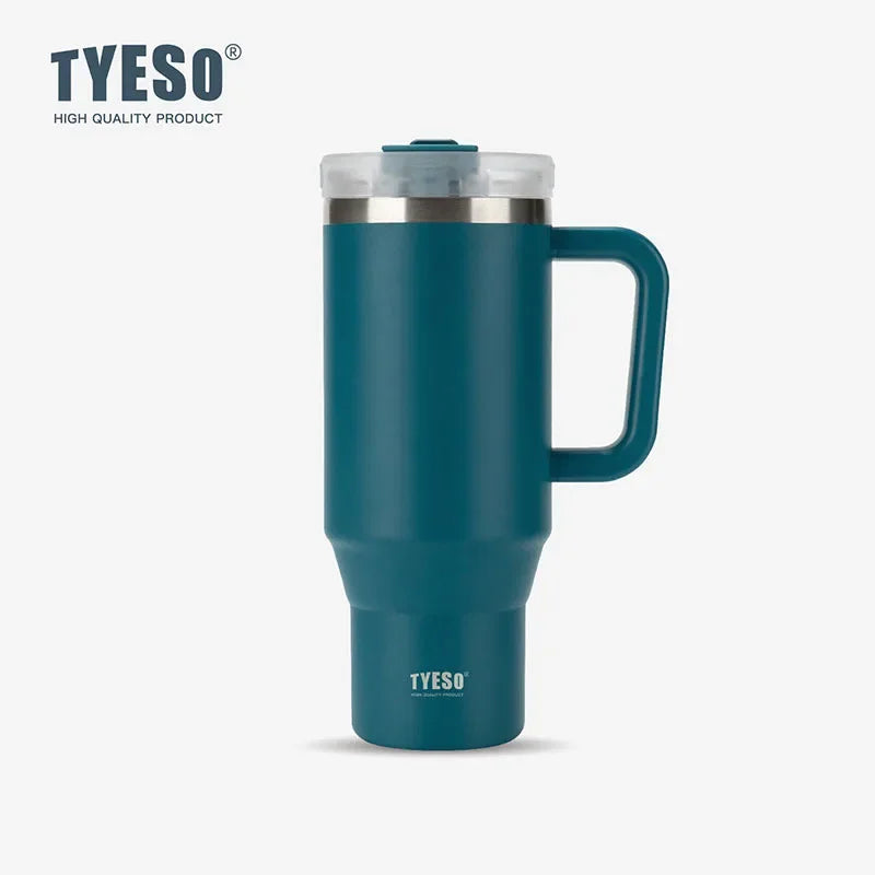 TYESO Vacuum Insulated Travel Mug with Handle & Straw - 900ml & 1200ml