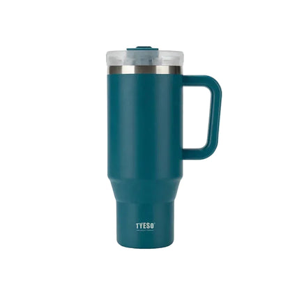 TYESO Vacuum Insulated Travel Mug with Handle & Straw - 900ml & 1200ml
