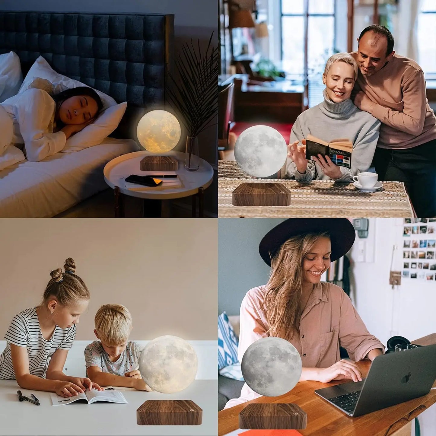 Magnetic Levitating Moon Lamp with Wooden Base