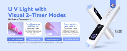 SAVILAND Rechargeable UV LED Nail Lamp - Portable Mini Nail Dryer with Magnetic Stand & LCD Timer