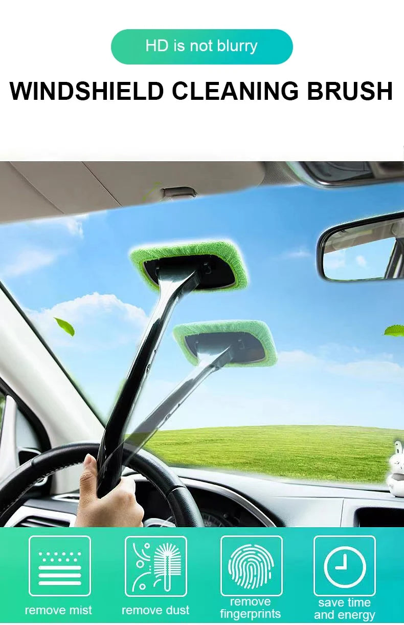 Car Window Cleaning Brush with Long Handle — Interior Windshield Wiper