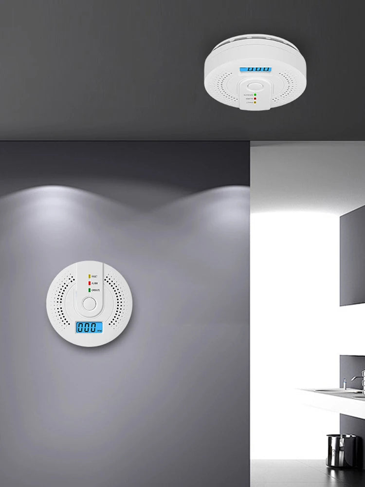 Digital Carbon Monoxide Detector with LED Display & Sound Alarm - Battery Powered CO Monitor