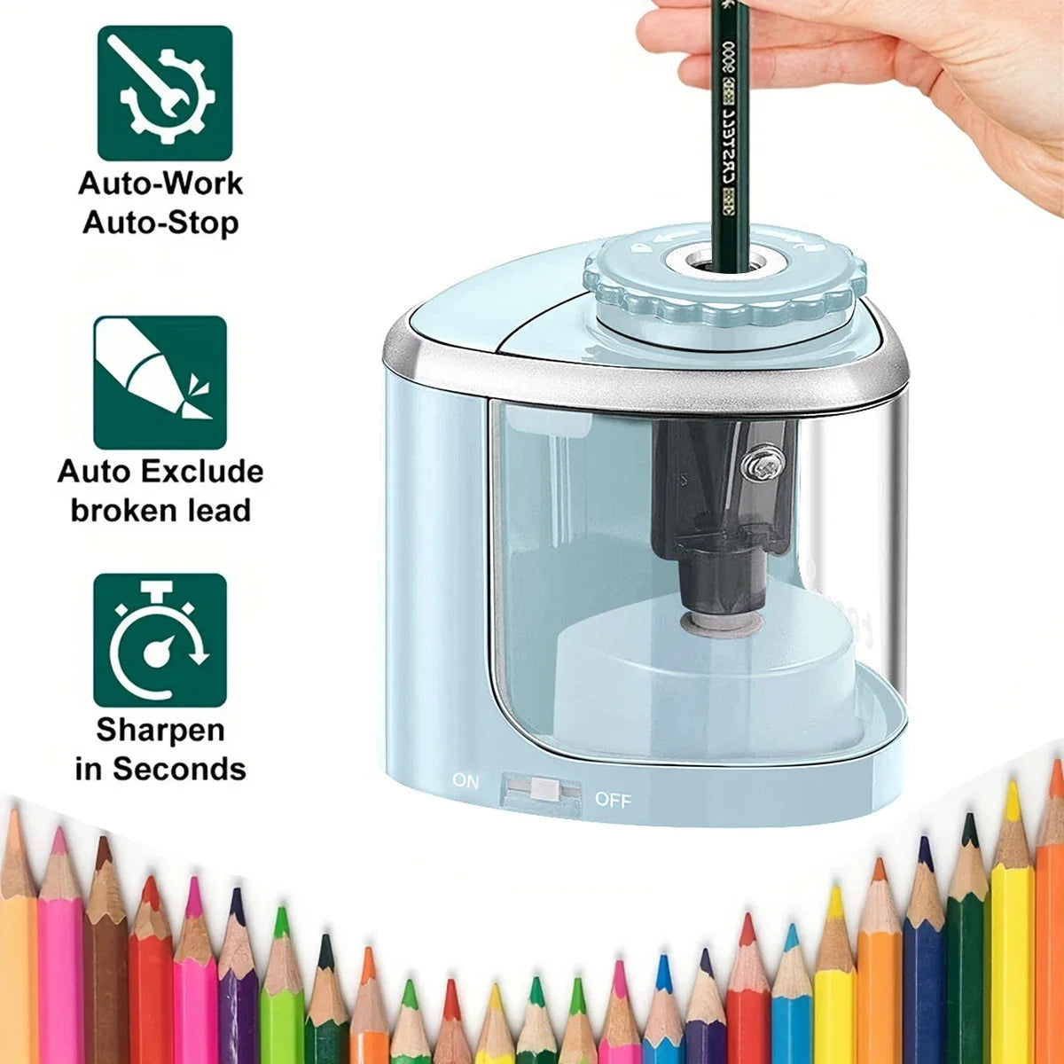 Automatic Electric Pencil Sharpener for 6–8 mm Pencils
