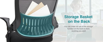 Ergonomic Mesh Office Chair, No Headrest, Adjustable Height & Armrests