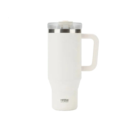 TYESO Vacuum Insulated Travel Mug with Handle & Straw - 900ml & 1200ml