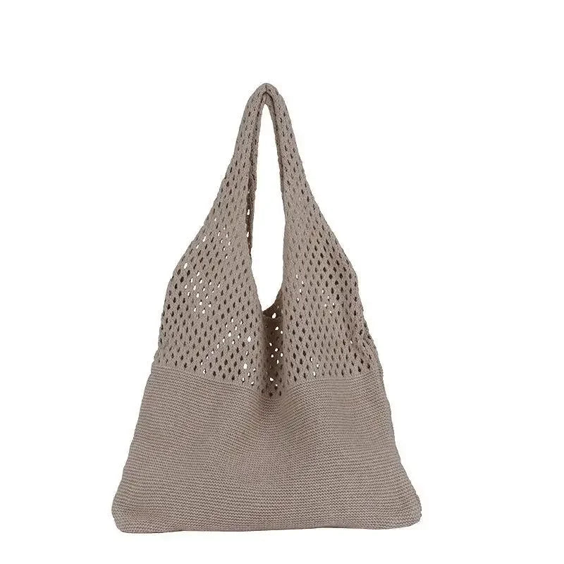 Crochet Tote Bag - Handwoven Hollow Knit Handbag for Women