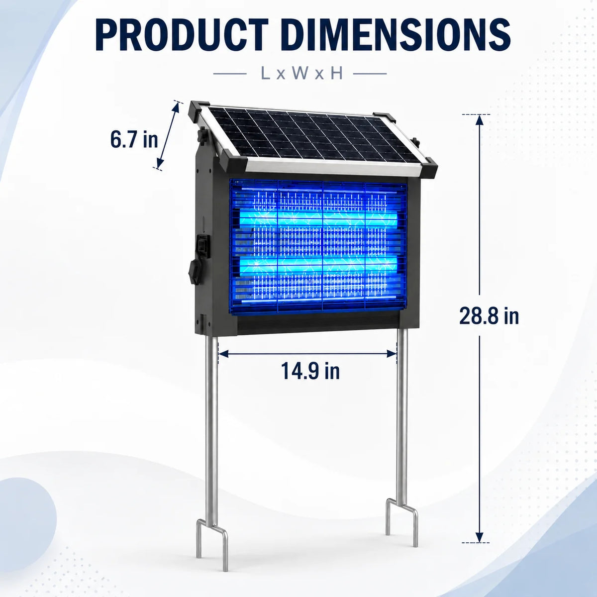 Solar Bug Zapper Outdoor — 4500V, Solar Panel, Waterproof, 2100 sq ft
