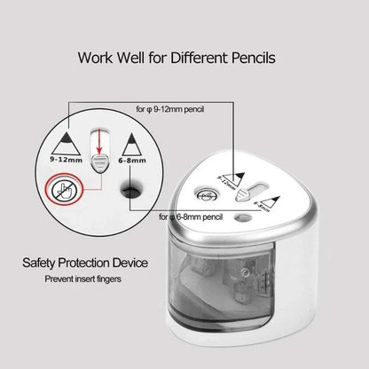 Dual-Hole Electric Pencil Sharpener — Auto, Fast & Quiet
