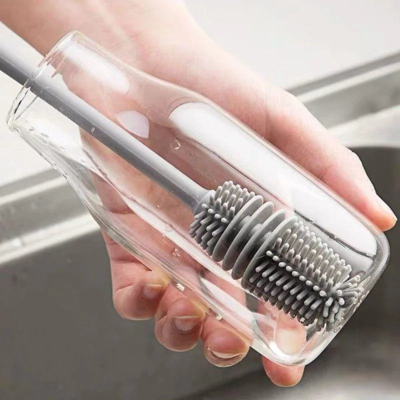 Long-Handle Silicone Bottle & Cup Cleaning Brush