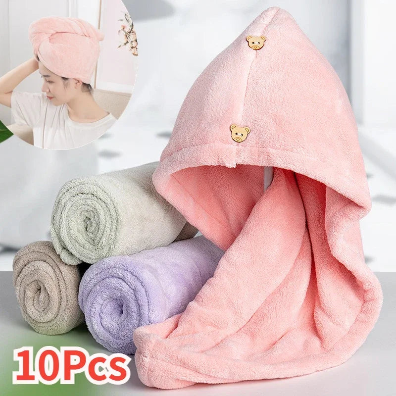 Microfiber Hair Towel Turban - Quick-Dry Anti-Frizz Wrap with Button Lock | Available in 1, 3, 5 & 10-Pack - Flexivo