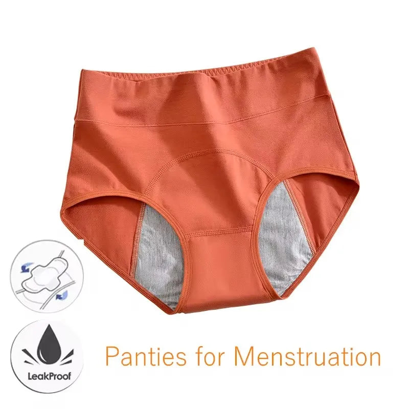 Cotton Menstrual Period Underwear – High Waist, Leak-Proof Briefs (M–XXL)
