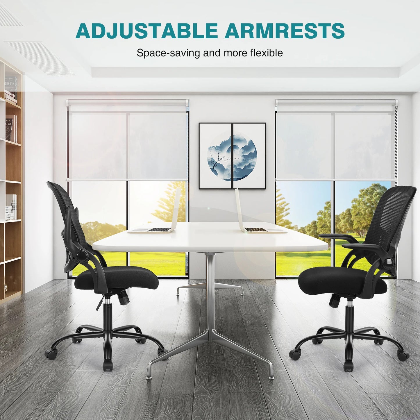Ergonomic Mesh Office Chair, No Headrest, Adjustable Height & Armrests
