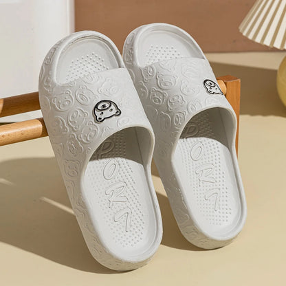Little Bear Print Indoor Slides, Non-Slip Casual Slippers