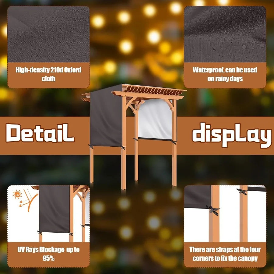 Pergola Replacement Canopy — Waterproof Oxford Shade Cover, 16x8 Ft