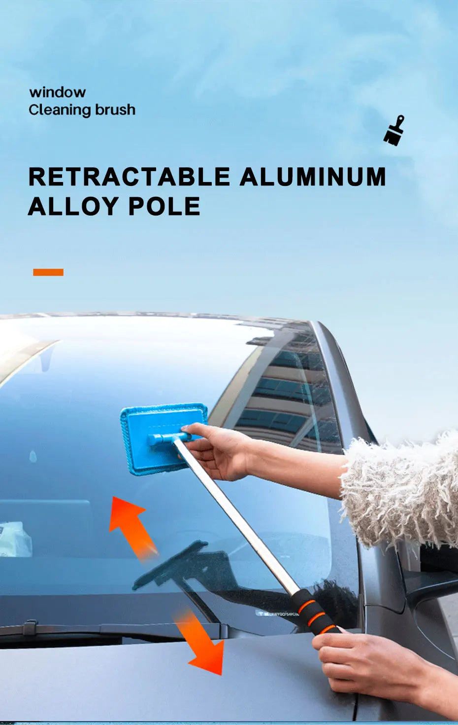 Retractable Car Windshield Cleaning Brush with Telescopic Handle