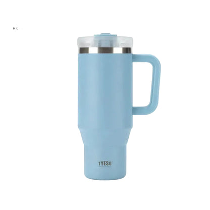 TYESO Vacuum Insulated Travel Mug with Handle & Straw - 900ml & 1200ml