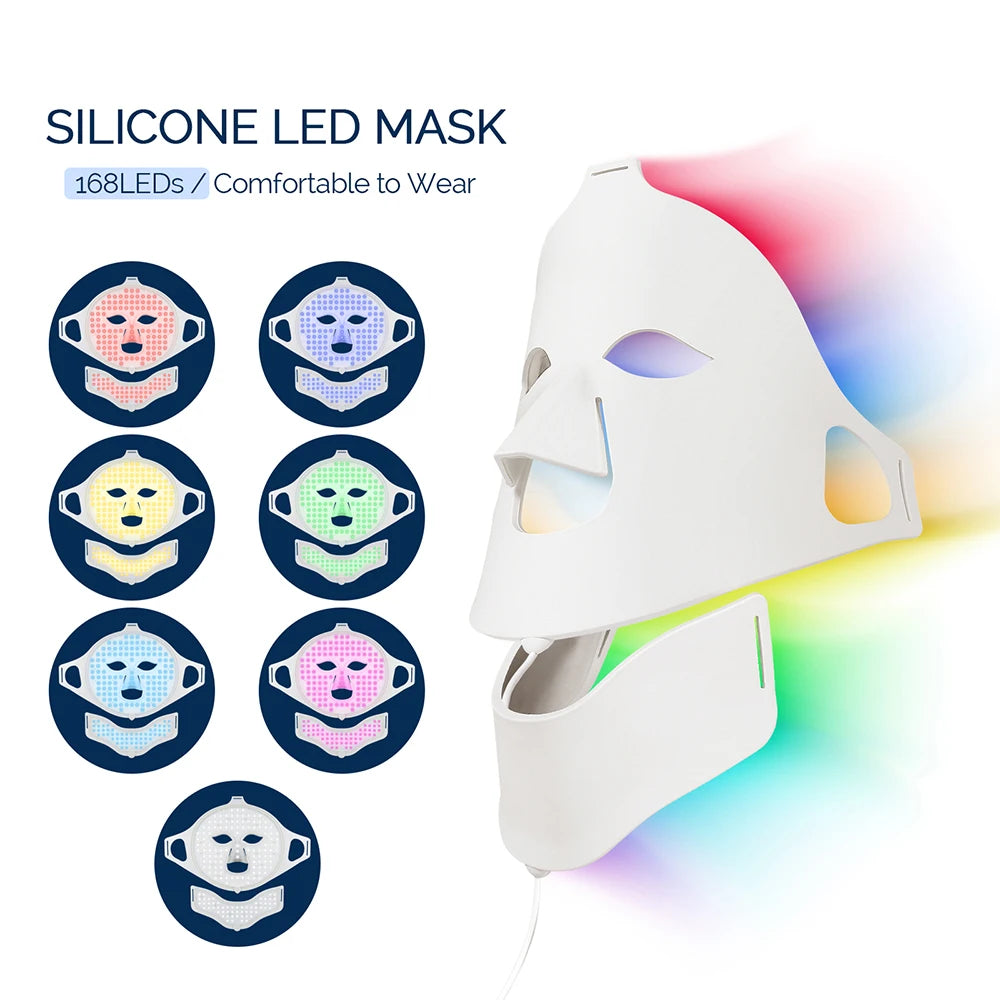7-Color LED Light Therapy Face Mask - Silicone Skin Care Beauty Device for Home Use