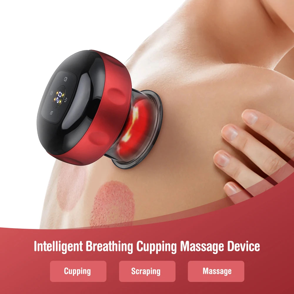 Smart Electric Cupping Device for Vacuum Therapy, Guasha Scraping & Red Light Heating - Flexivo