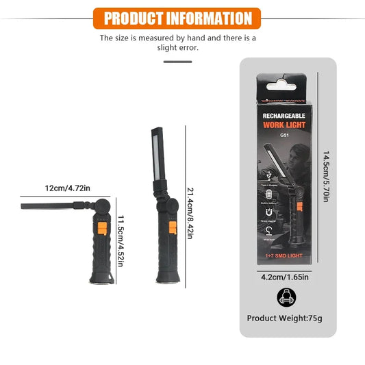 USB Rechargeable Magnetic LED Work Light