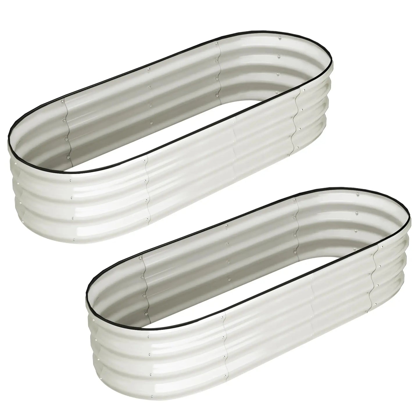 2-Pack Oval Galvanized Steel Raised Garden Bed – Anti-Rust Metal Planter Box for Vegetables, Herbs & Flowers - Flexivo