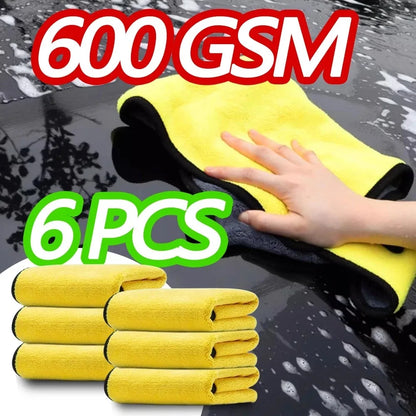 Premium Microfiber Car Cleaning Towels - 600GSM Professional Grade (6-Pack)