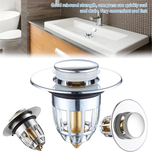 Universal Pop-Up Sink Drain Stopper with Hair Catcher