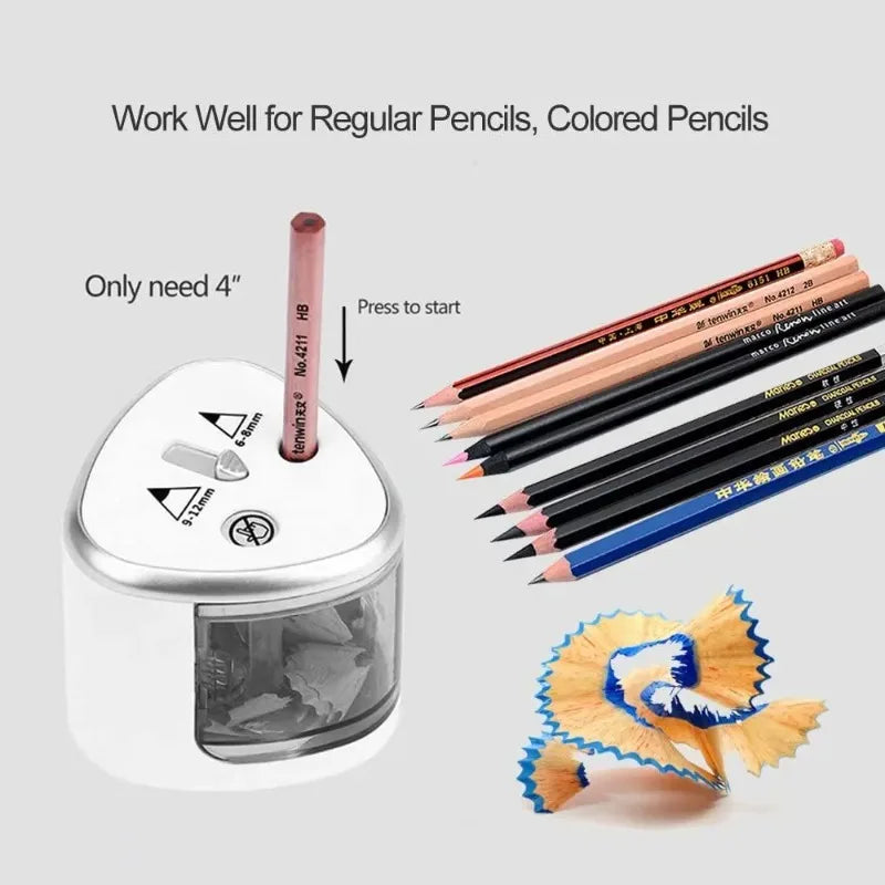 Dual-Hole Electric Pencil Sharpener — Auto, Fast & Quiet
