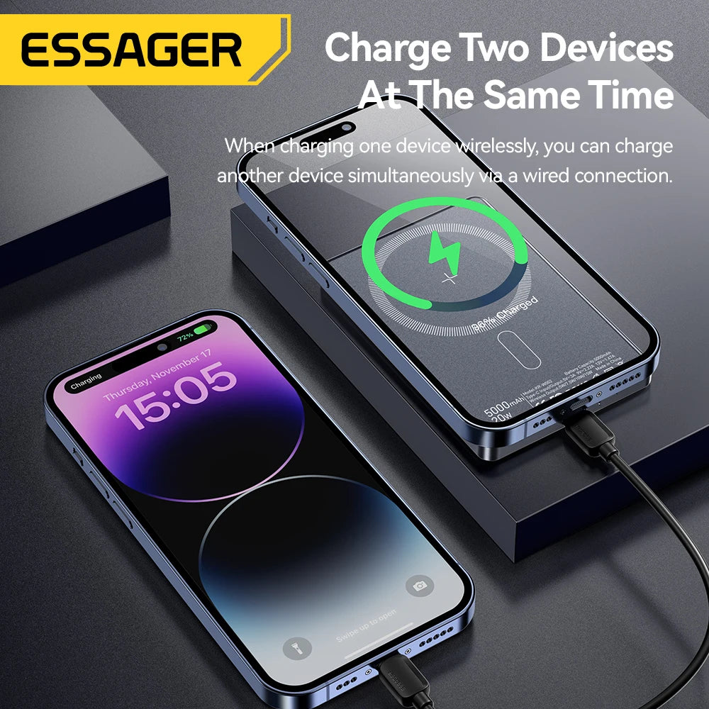 5000mAh Wireless Power Bank - Slim Design, 20W MagSafe Compatible Fast Charging - Flexivo