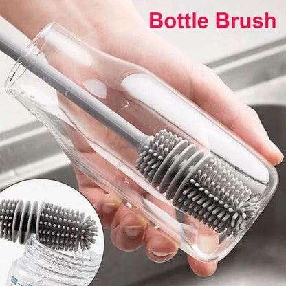 Long-Handle Silicone Bottle & Cup Cleaning Brush