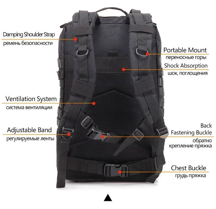 45L Tactical Backpack – Molle Hiking & Camping Pack