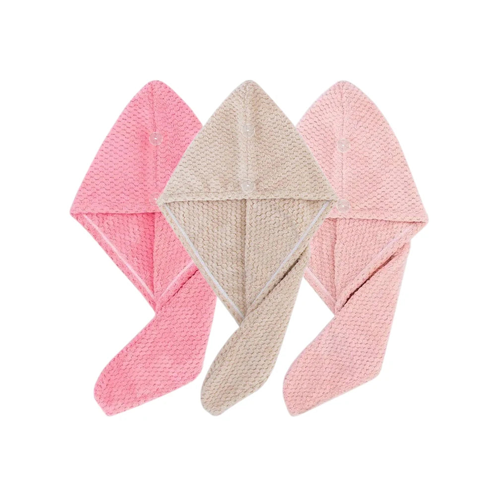 Textured Hair Towel Wrap with Button Fastening