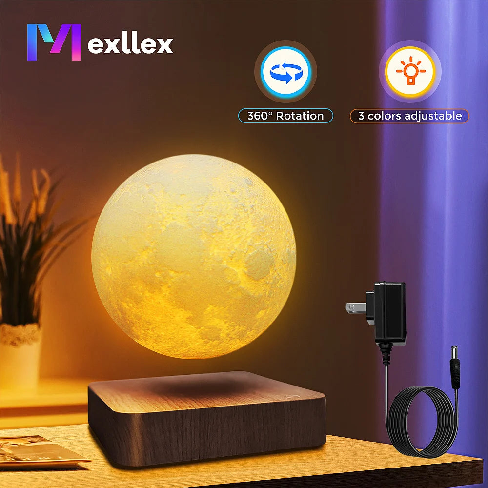 Magnetic Levitating Moon Lamp with Wooden Base