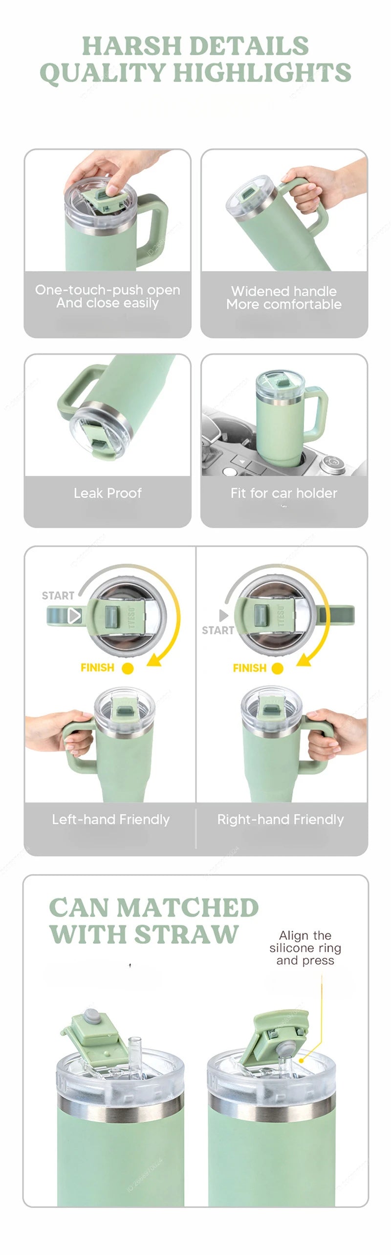 Vacuum Insulated Travel Mug with Straw & Handle for Ultimate Convenience - Flexivo