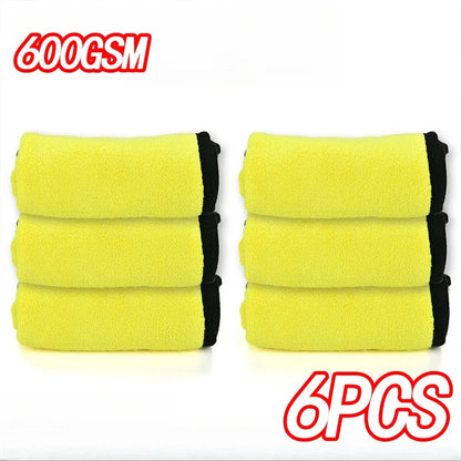 Premium Microfiber Car Cleaning Towels - 600GSM Professional Grade (6-Pack)
