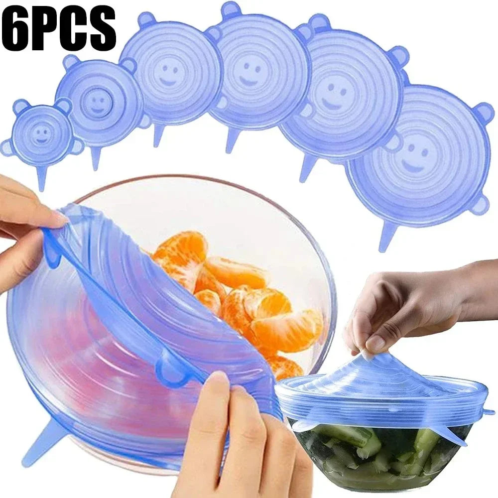 Silicone Stretch Lids - 6-Piece Reusable Food Storage Cover Set