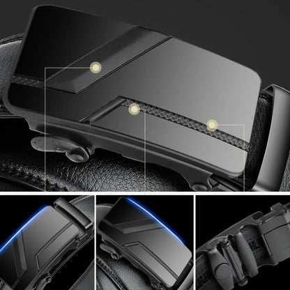 Men's Black PU Belt with Automatic Buckle