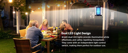 Bug Zapper Outdoor – Dual LED, 4200V Grid, 15W UV, IPX4 Waterproof