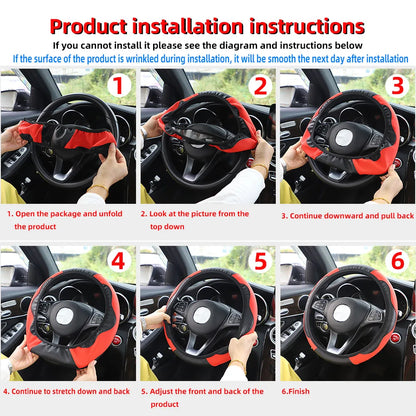 PU Steering Wheel Cover for 14.5–15 in Wheels