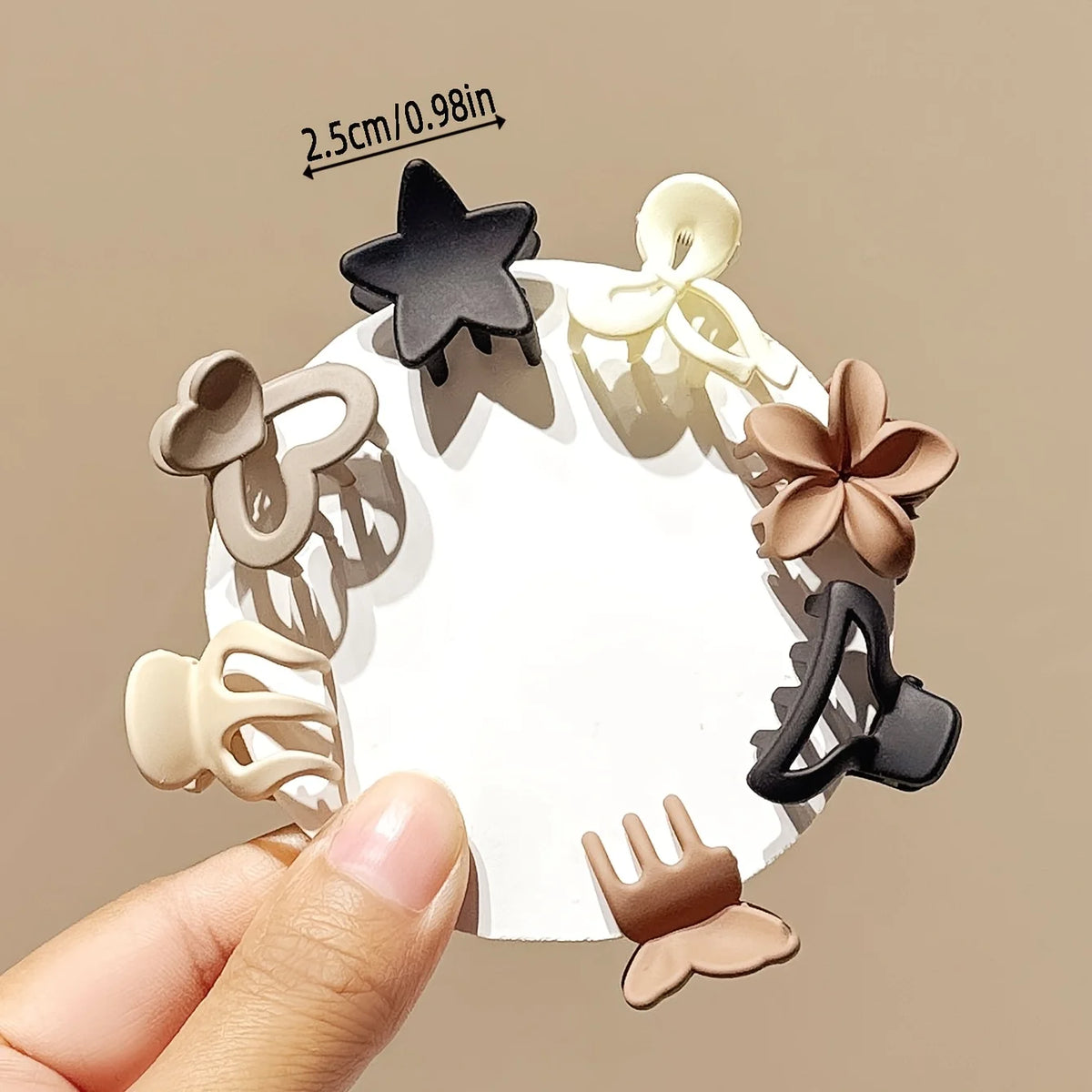 Mini Claw Hair Clips, Assorted Neutral Colors