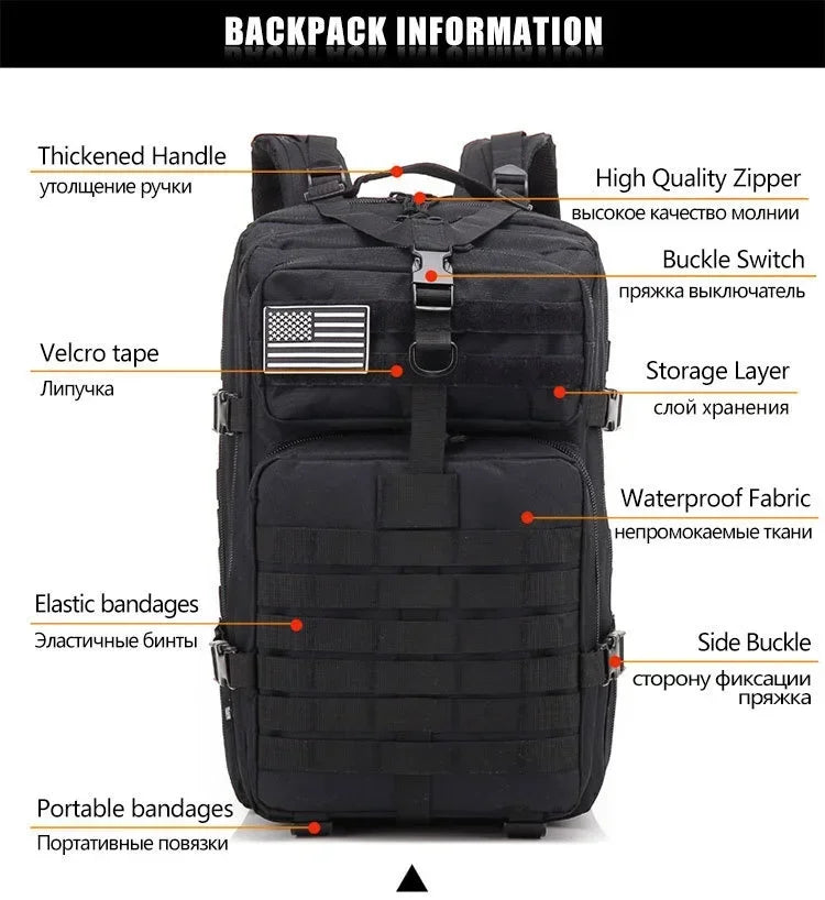 45L Tactical Backpack – Molle Hiking & Camping Pack